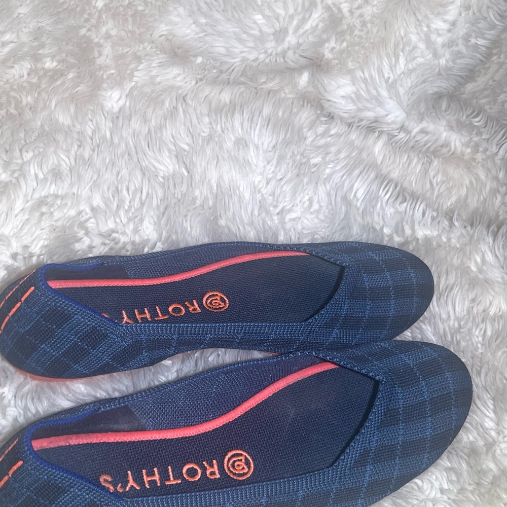 Rothy's indigo gingham Navy and Black Patterned Flat shoes size 9 - Picture 6 of 7
